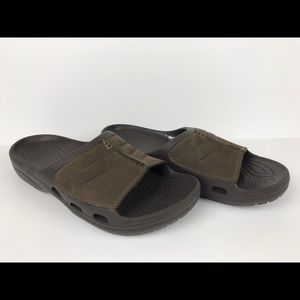 Crocs Slide Khaki/Espresso Men's Leather Slides